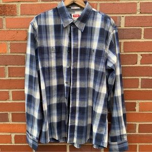 Wrangler Flex for Comfort blue and gray plaid shirt- L
